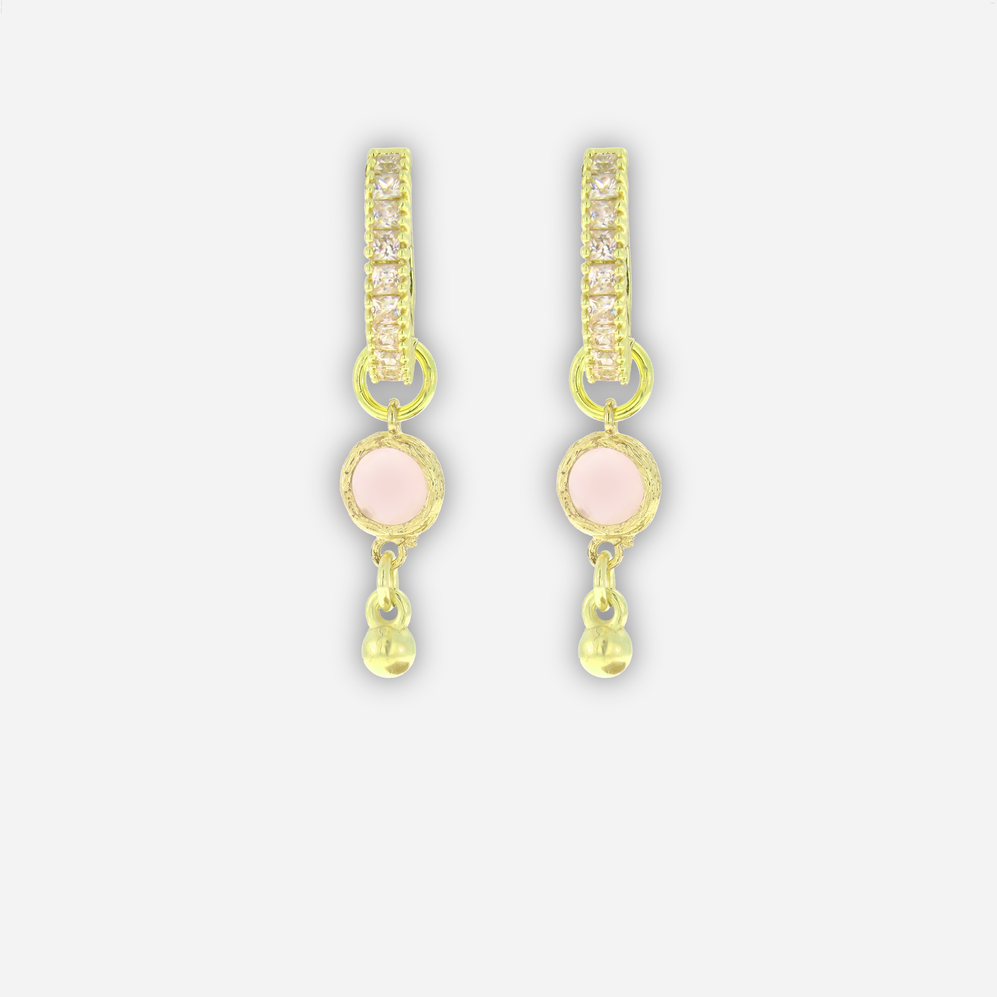 Helena עגילי חישוק עם צ'ארמים זירקוניה ורודה