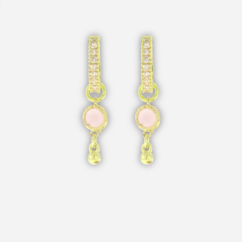 Helena עגילי חישוק עם צ'ארמים זירקוניה ורודה