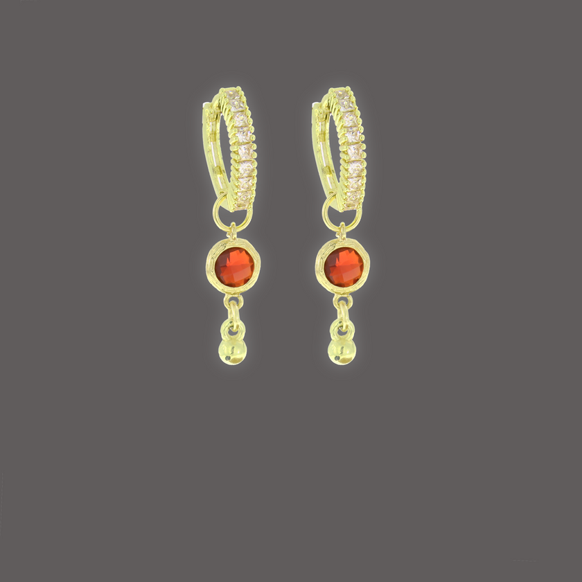 Hally עגילי חישוק עם צ'ארמים זירקוניה אדומים