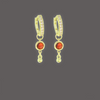 Hally hoop earrings with red zirconia pendants