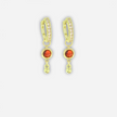 Hally hoop earrings with red zirconia pendants
