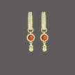 Hally hoop earrings with red zirconia pendants