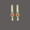 Hally hoop earrings with red zirconia pendants