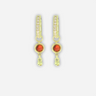 Hally hoop earrings with red zirconia pendants