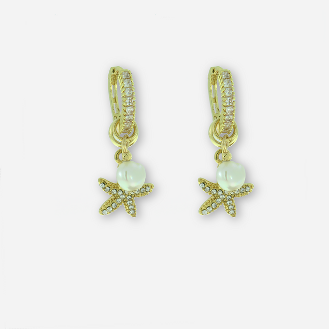 Star A set of earrings and a necklace with a pearl and a star